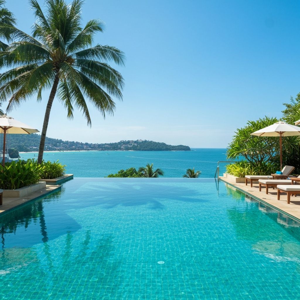 Luxury infinity pool overlooking Patong Bay